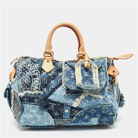 louis vuitton blue monogram denim limited edition patchwork speedy bag|louis Vuitton Speedy bag limited edition.